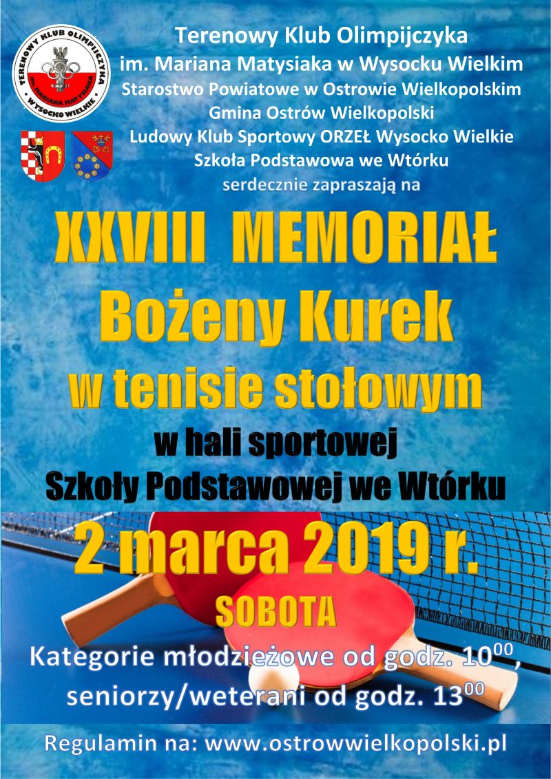 XXVIII Memoriał Bożeny Kurek w tenisie stołowym