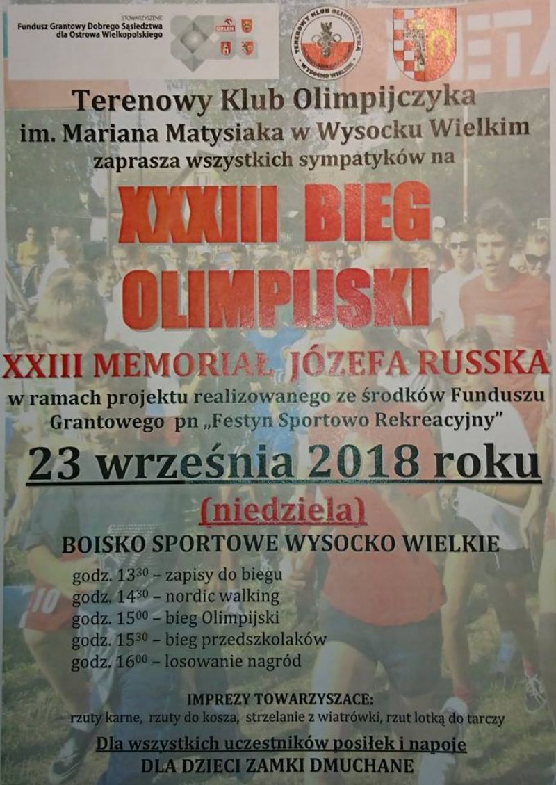 XXXIII Bieg Olimpijski oraz XXIII Memoriał Józefa Russka w Wysocku Wielkim