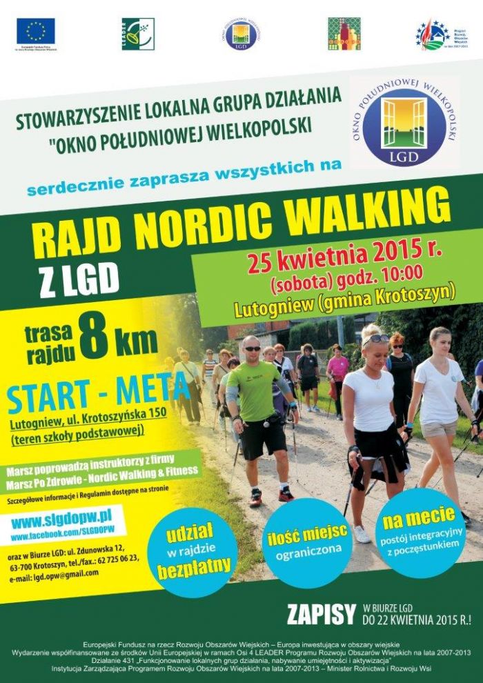 Rajd Nordic Walking 25 kwietnia 2015 r. (sobota) o godzinie 10.00.