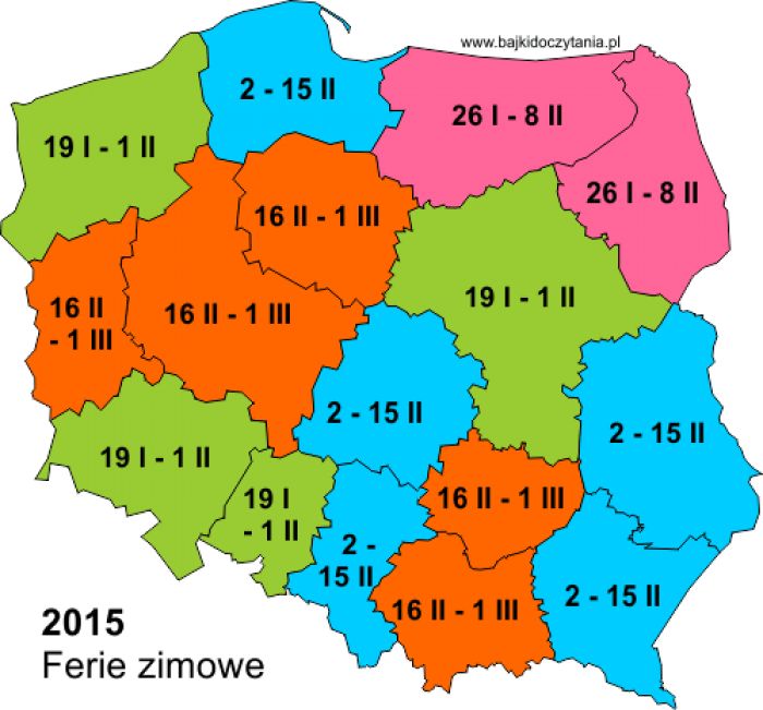 Terminy ferii zimowych w roku szkolnym 2014/2015