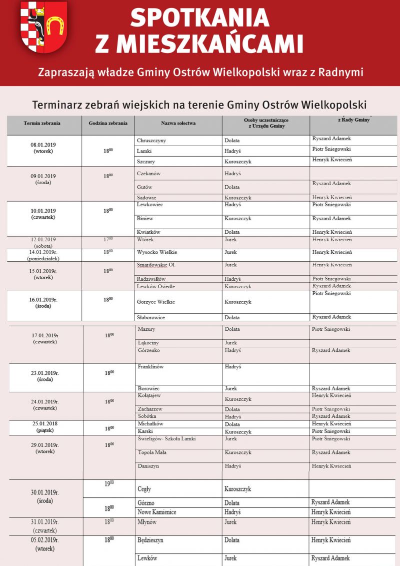 Spotkania z mieszkańcami. Zapraszamy.